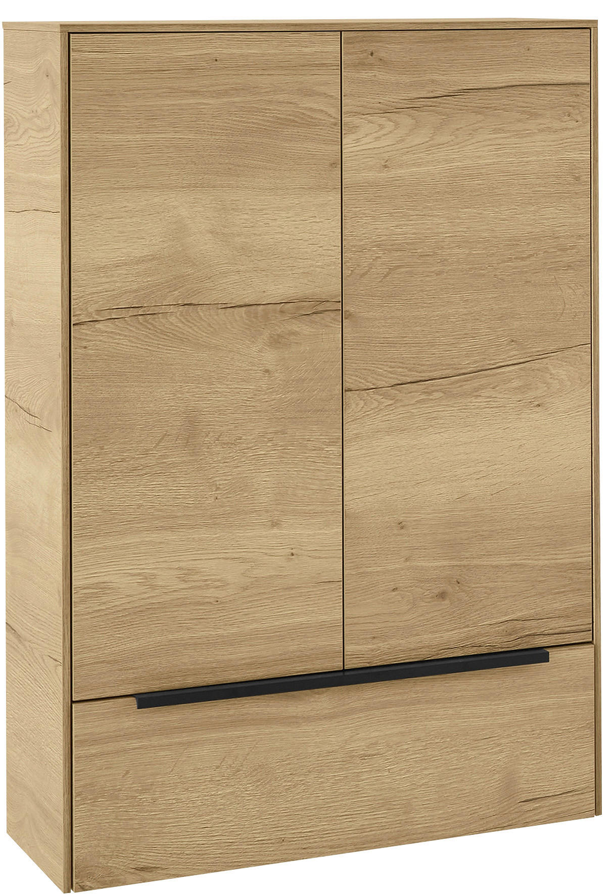 MIDISCHRANK 72/109/33 cm  - Eichefarben/Schwarz, Design, Glas/Holzwerkstoff (72/109/33cm) - Musterring