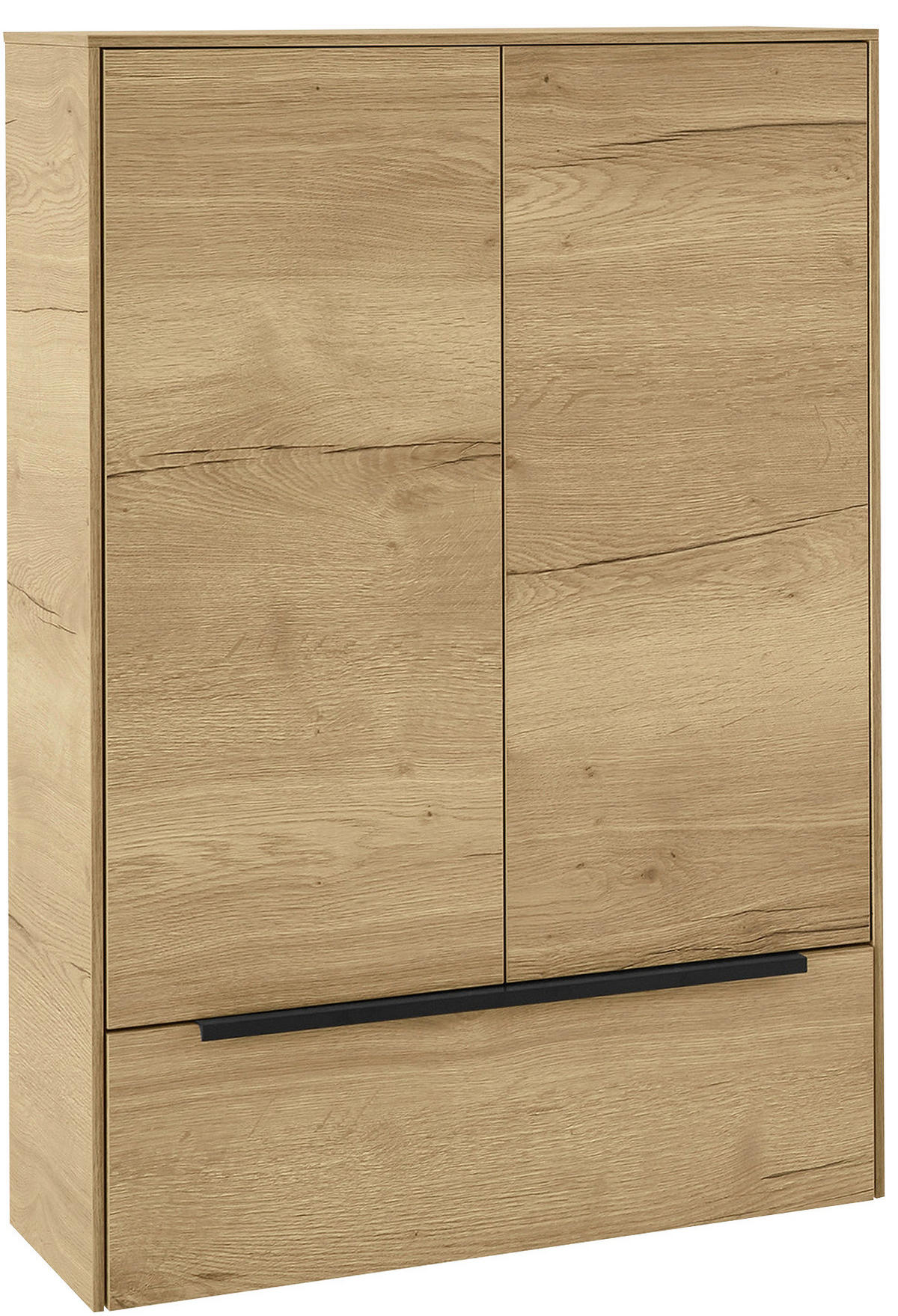 MIDISCHRANK 72/109/33 cm  - Eichefarben/Schwarz, Design, Glas/Holzwerkstoff (72/109/33cm) - Musterring