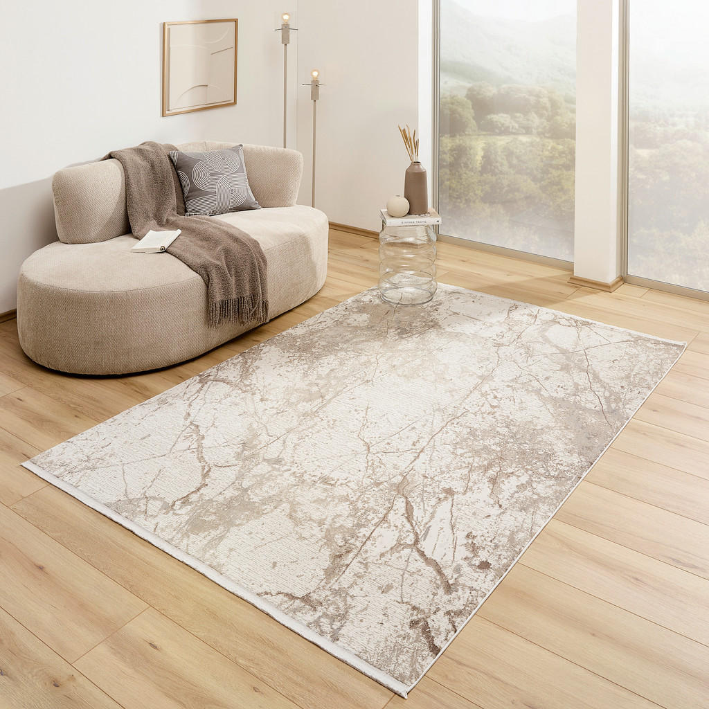 Thumbnail - Dieter Knoll Vintage-Teppich Amanda Plus Fabia, Beige, Textil, Marmoroptik, rechteckig, 80x150 cm, ISO 9001, Bsci, Oeko-...