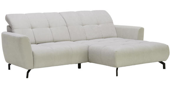 WOHNLANDSCHAFT in Textil Silberfarben - Silberfarben/Schwarz, MODERN, Textil/Metall (252/176cm) - Hom`in