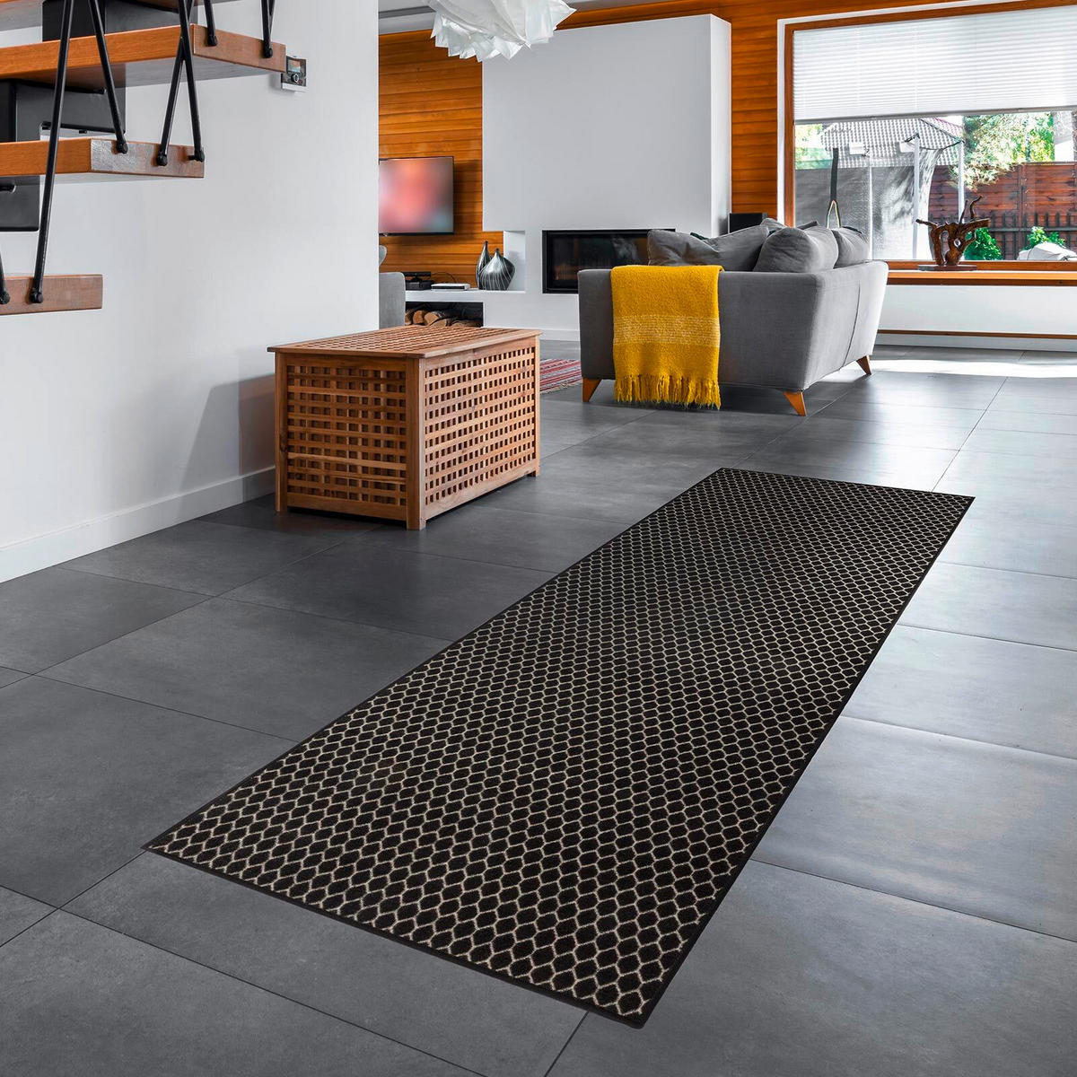 LÄUFER 80/250 cm Dundalk  - Schwarz, Design, Kunststoff/Textil (80/250cm) - Novel