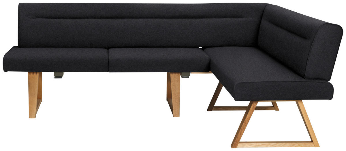 ECKBANK Textil, Holz Schwarz, Eichefarben  - Eichefarben/Schwarz, Konventionell, Holz/Textil (230/170cm) - Moderano