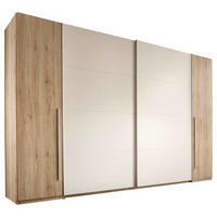 KLEIDERSCHRANK 315/225/61 cm 4-türig Weiß, Eiche San Remo  - Eichefarben/Alufarben, Design, Holzwerkstoff/Kunststoff (315/225/61cm) - Ti'me