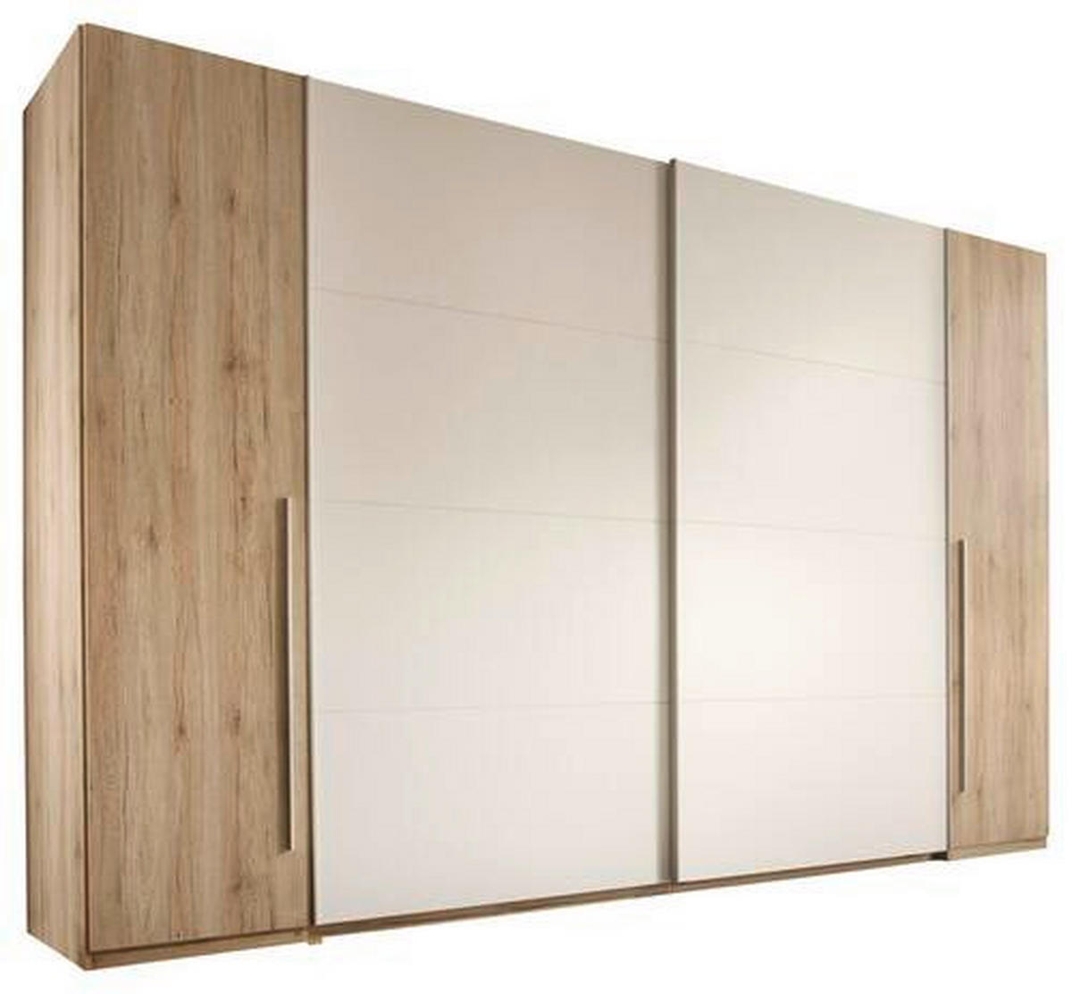 KLEIDERSCHRANK 315/225/61 cm 4-türig Weiß, Eiche San Remo  - Eichefarben/Alufarben, Design, Holzwerkstoff/Kunststoff (315/225/61cm) - Ti'me