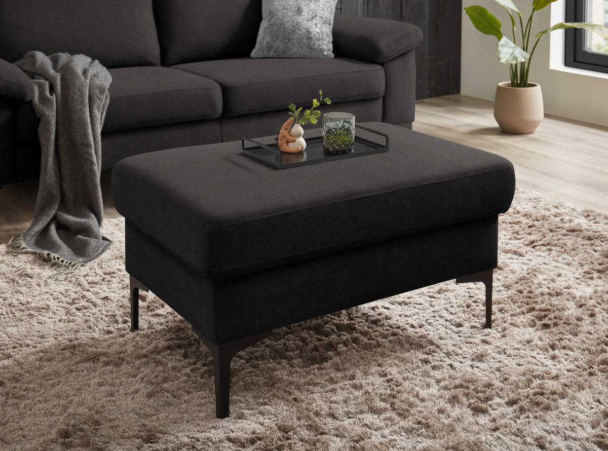 3-SITZER-SOFA in Flachgewebe Dunkelbraun  - Dunkelbraun/Schwarz, Design, Textil/Metall (226/89/97cm) - Pure Home Lifestyle