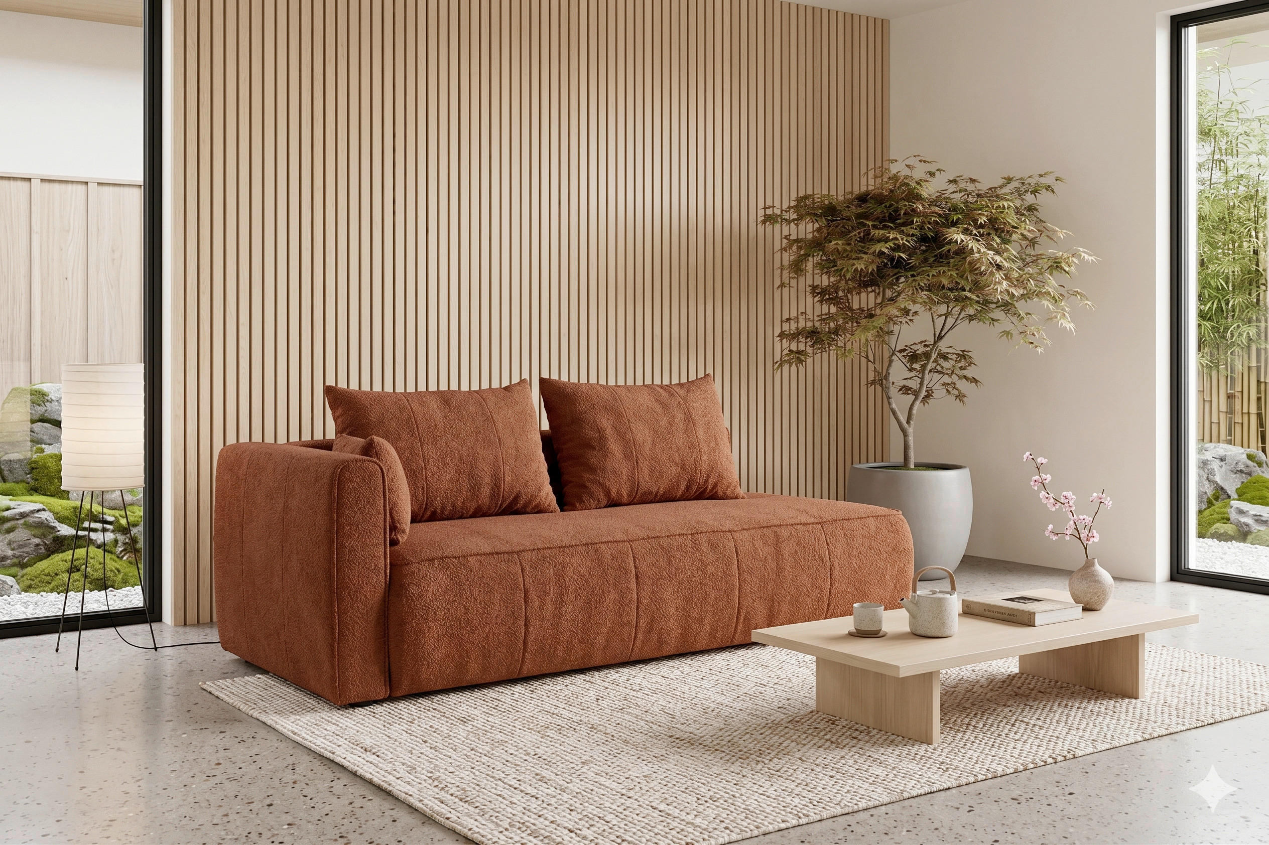 RÉCAMIERE HEVIA Rostfarben Bouclé  inkl.  - Rostfarben/Schwarz, Design, Kunststoff/Textil (98/97/235cm) - MID.YOU