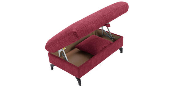 ECKSOFA in Flachgewebe, Leinenoptik Rot  - Rot/Schwarz, Design, Textil/Metall (247/208cm) - Xora