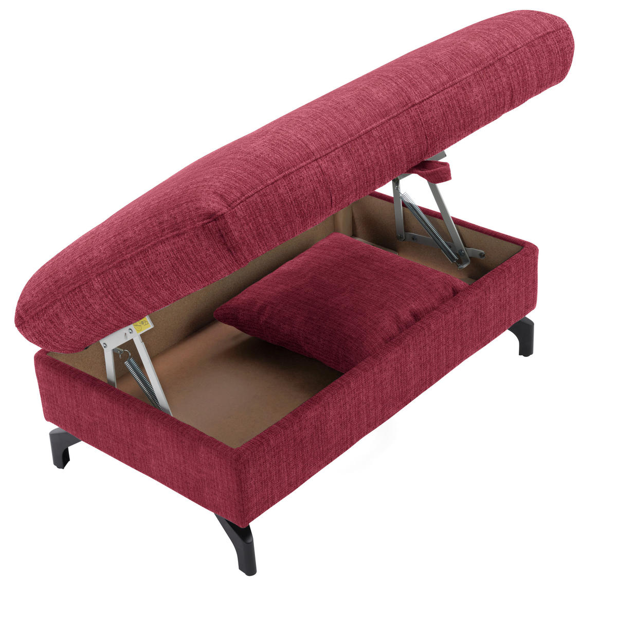 ECKSOFA in Flachgewebe, Leinenoptik Rot  - Rot/Schwarz, Modern, Textil/Metall (247/208cm) - Xora