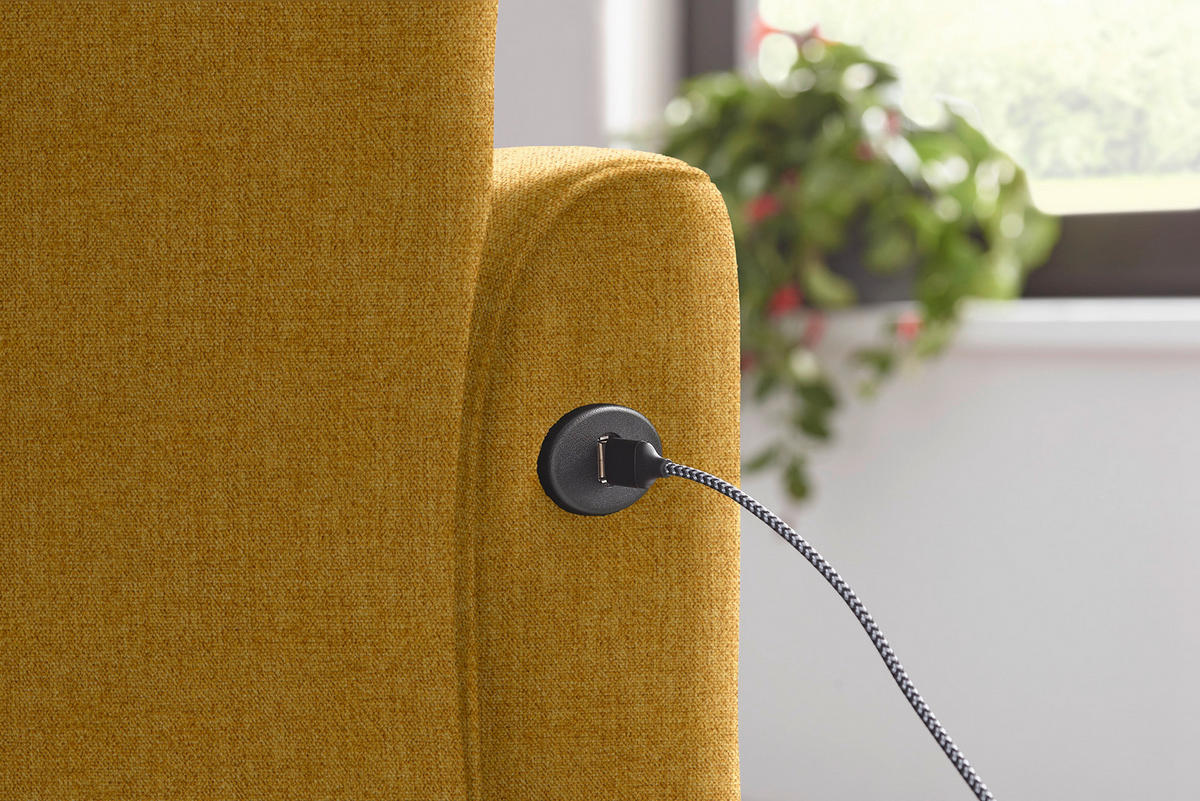 ECKSOFA in Flachgewebe Currygelb  - Currygelb/Schwarz, Design, Textil/Metall (191/252cm) - Dieter Knoll