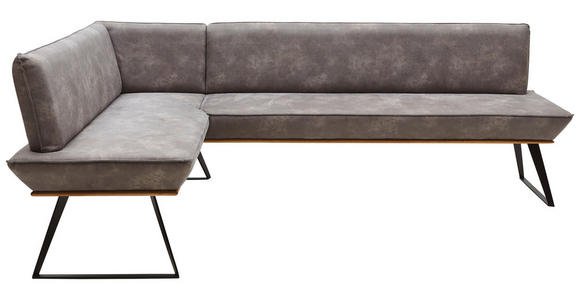 ECKBANK 163/203 cm  in Schwarz, Eichefarben, Graubraun  - Eichefarben/Graubraun, Design, Holz/Textil (163/203cm) - Voleo