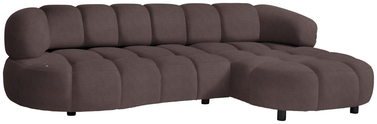 ECKSOFA in Webstoff Taupe  284/183 cm  - Taupe/Schwarz, Design, Holz/Textil (284/183cm) - Welnova