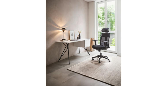 SCHREIBTISCH 140/60/75 cm in Schwarz, Weiß Hochglanz - Weiß Hochglanz/Schwarz, Design, Holzwerkstoff/Metall (140/60/75cm) - Novel