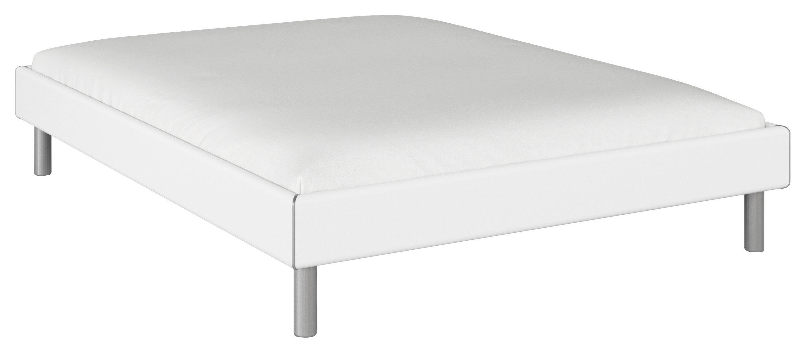 BETT 160/200 cm  in Weiss   - Weiss/Alufarben, Design, Holzwerkstoff/Metall (160/200cm) - Carryhome