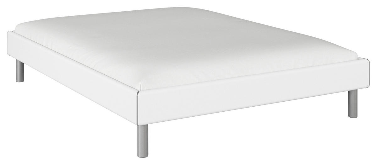 BETT 160/200 cm  in Weiss   - Weiss/Alufarben, Design, Holzwerkstoff/Metall (160/200cm) - Carryhome