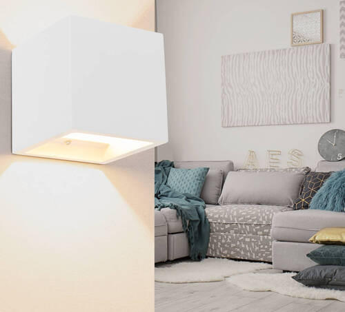 VÄGGLAMPA 11,5/11,5/11,5 cm   - vit, Design, naturmaterial (11,5/11,5/11,5cm) - Globo