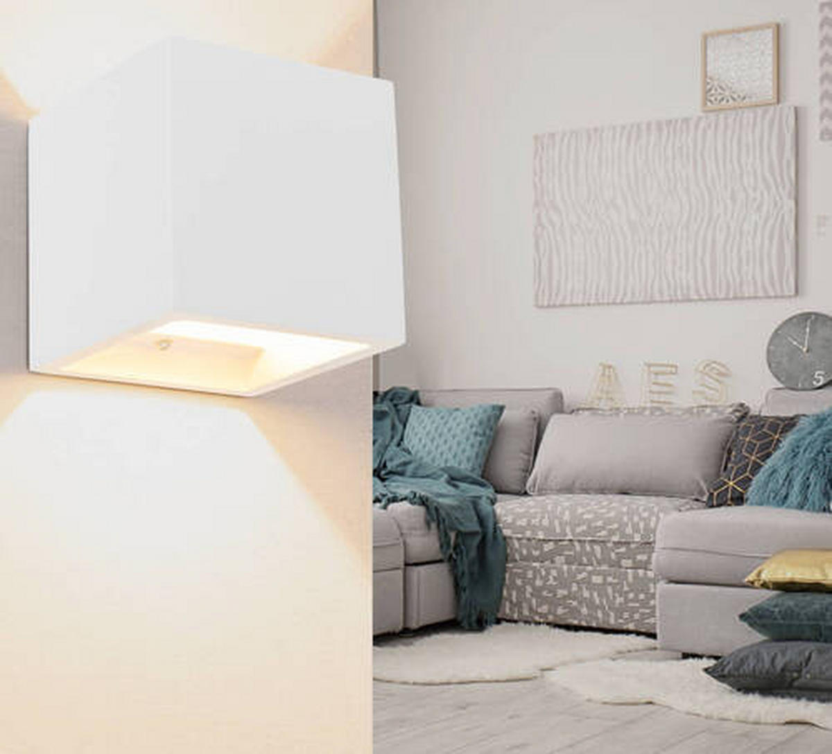 VÄGGLAMPA 11,5/11,5/11,5 cm   - vit, Design, naturmaterial (11,5/11,5/11,5cm) - Globo