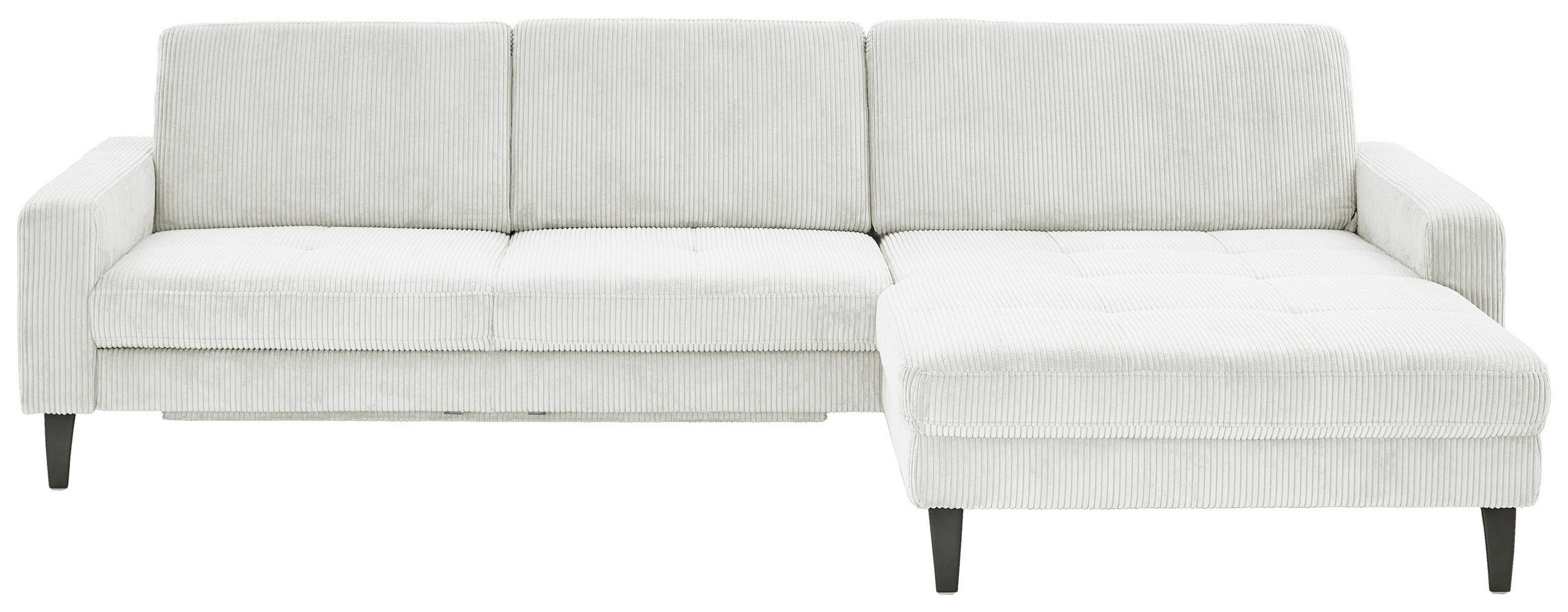 ECKSOFA Cord Creme  - Creme/Schwarz, Modern, Textil/Metall (302/177cm) - Beldomo Style