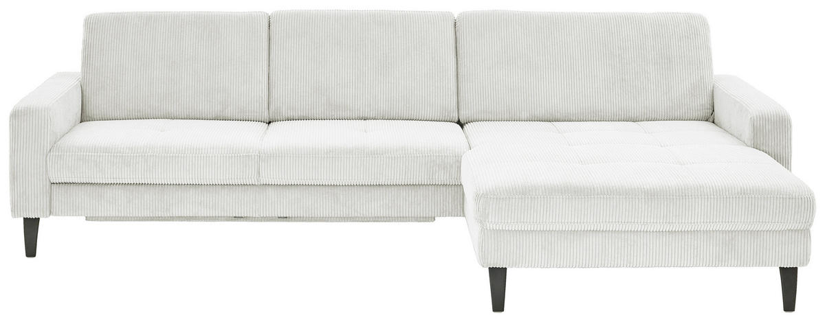 ECKSOFA in Cord Creme  - Creme/Schwarz, Modern, Textil/Metall (302/177cm) - Beldomo Style