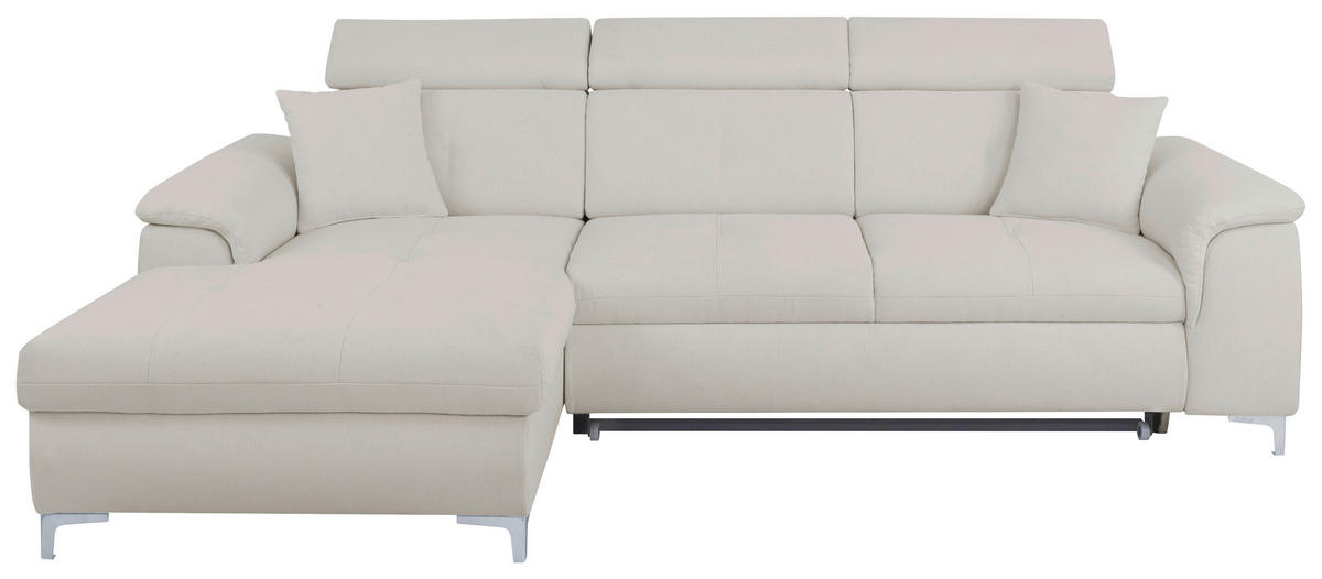 ECKSOFA Greige Flachgewebe  - Chromfarben/Greige, KONVENTIONELL, Textil/Metall (175/268cm) - Carryhome