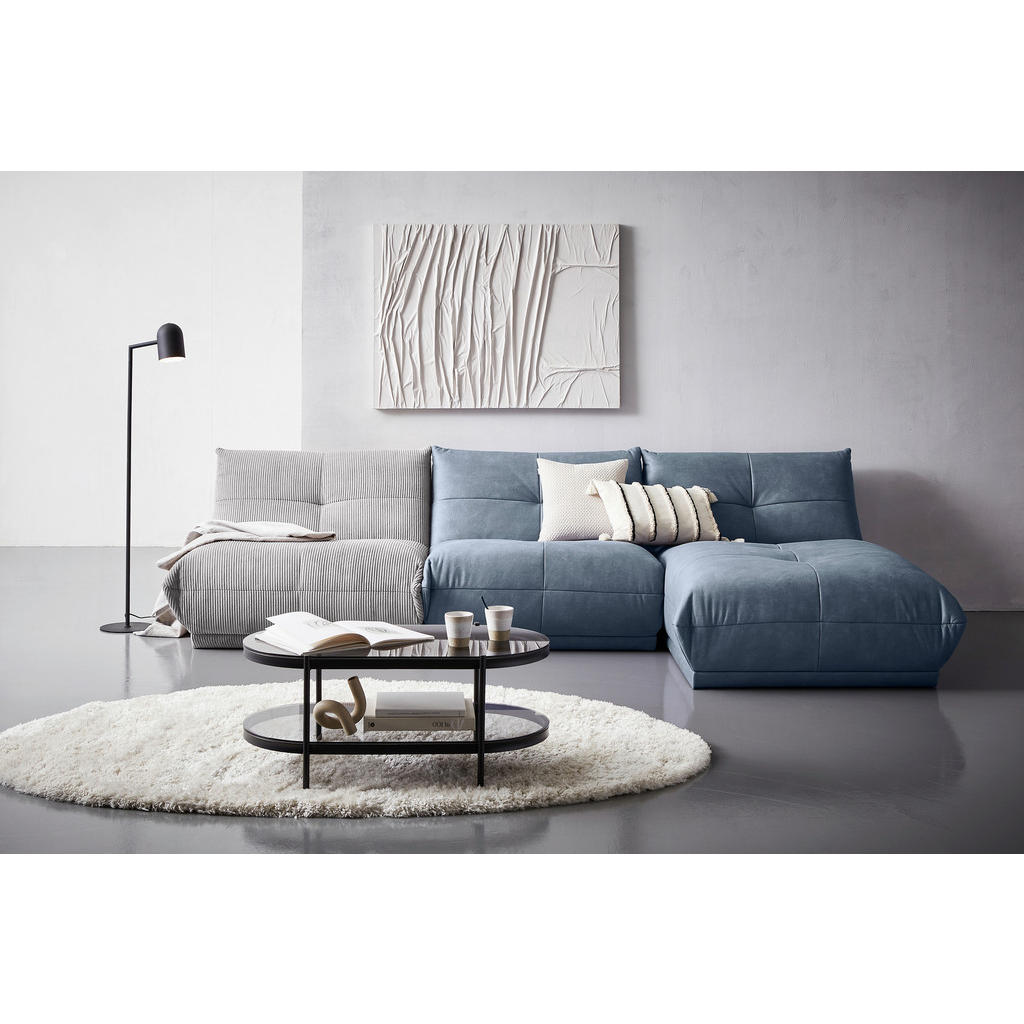 Thumbnail - Livetastic Ecksofa, Grau, Blaugrau, Textil, 6-Sitzer, Ottomane rechts, L-Form, einzeln stellbar, 315x185 cm, Made in EU,...