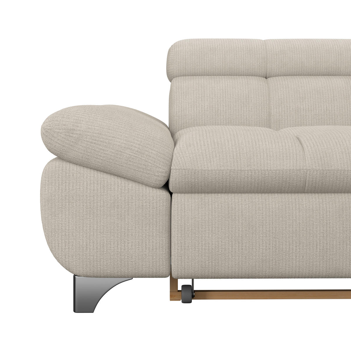 ECKSOFA Beige Chenille  - Chromfarben/Beige, KONVENTIONELL, Textil/Metall (312/234cm) - Livetastic