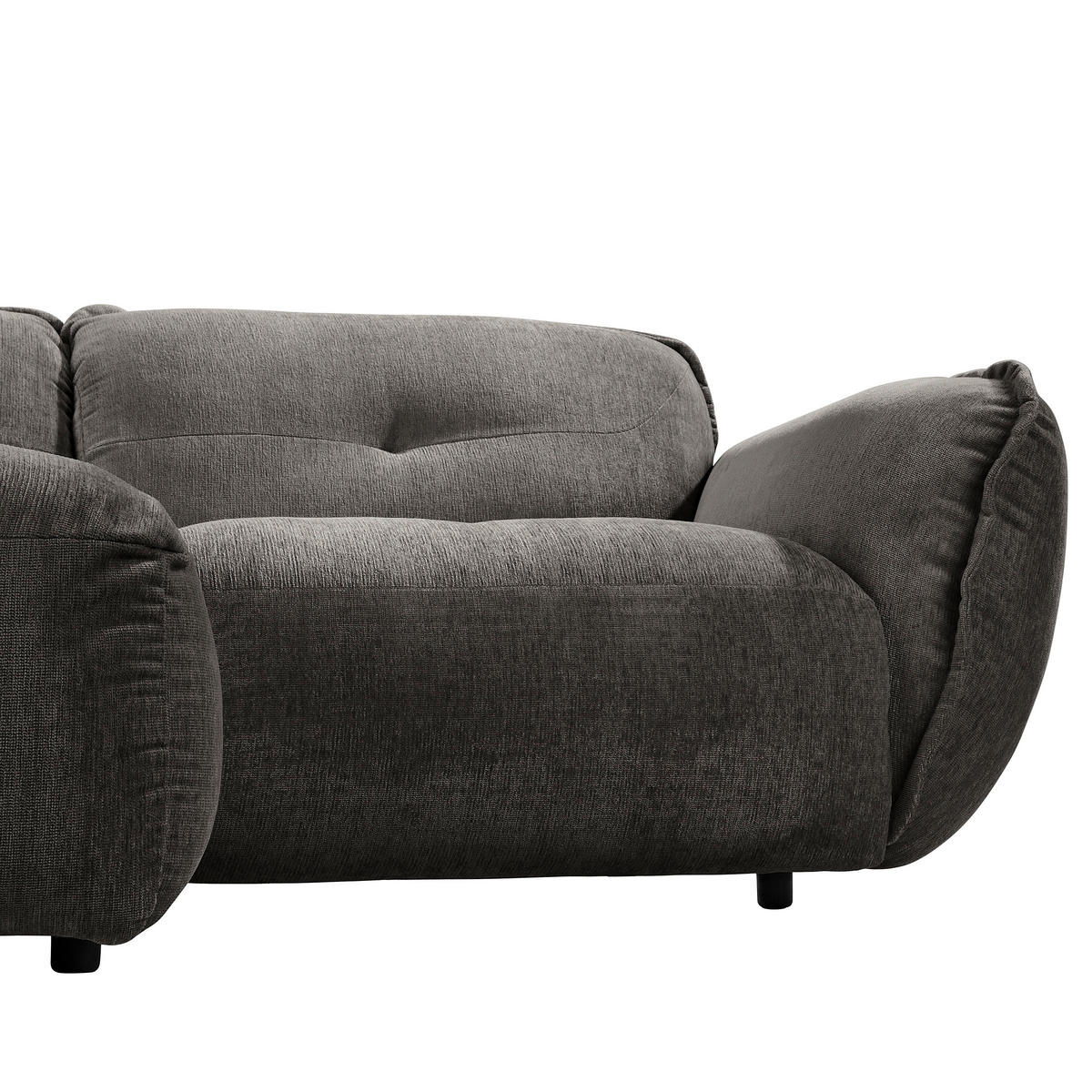 ECKSOFA in Chenille Anthrazit  - Anthrazit/Schwarz, Modern, Kunststoff/Textil (184/269cm) - Trendmanufaktur