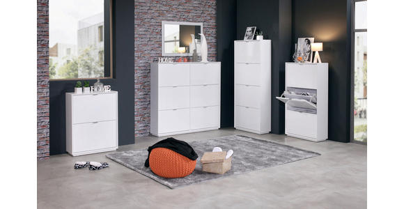 SCHUHKIPPER  in 64,5/83,2/18 cm  - Edelstahlfarben/Weiß, Design, Holzwerkstoff/Metall (64,5/83,2/18cm) - Xora