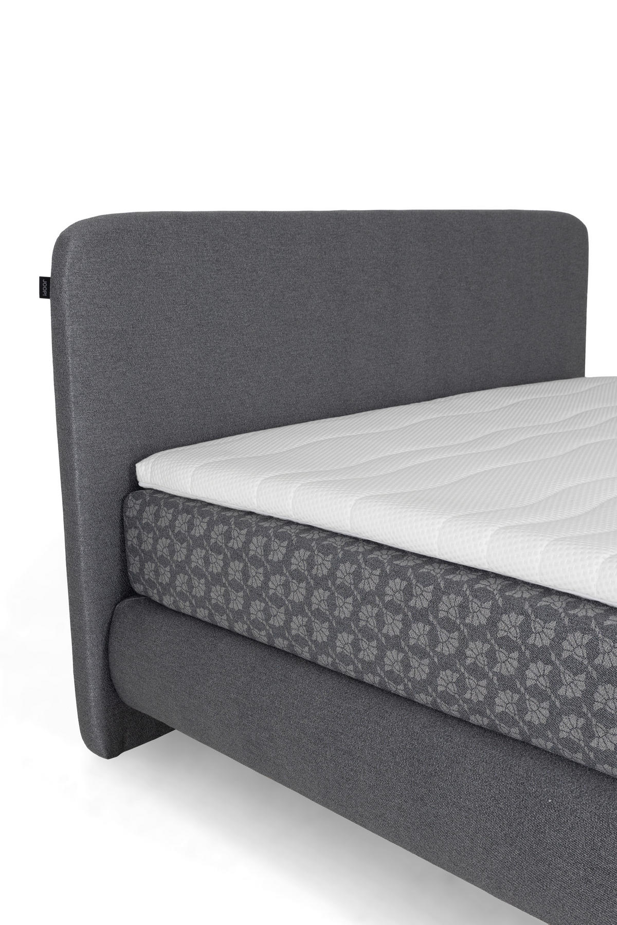 BOXSPRINGBETT 180/200 cm,  in Grau, Hellgrau, gepolstertes Kopfteil, Matratzen, H2 + H3 = mittel + fest  - Hellgrau/Schwarz, MODERN, Textil/Metall (180/200cm) - Joop!