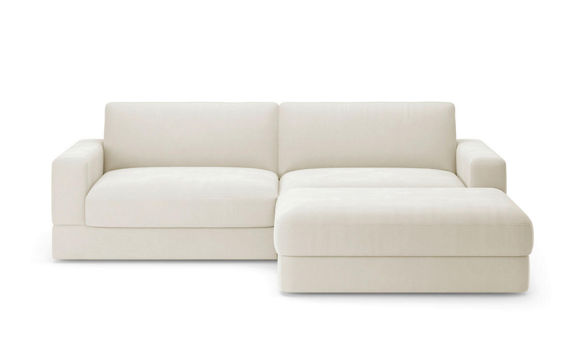 ECKSOFA FABIO E Elfenbein Mikrofaser  - Elfenbein/Schwarz, MODERN, Kunststoff/Textil (264/196cm) - Sit & More