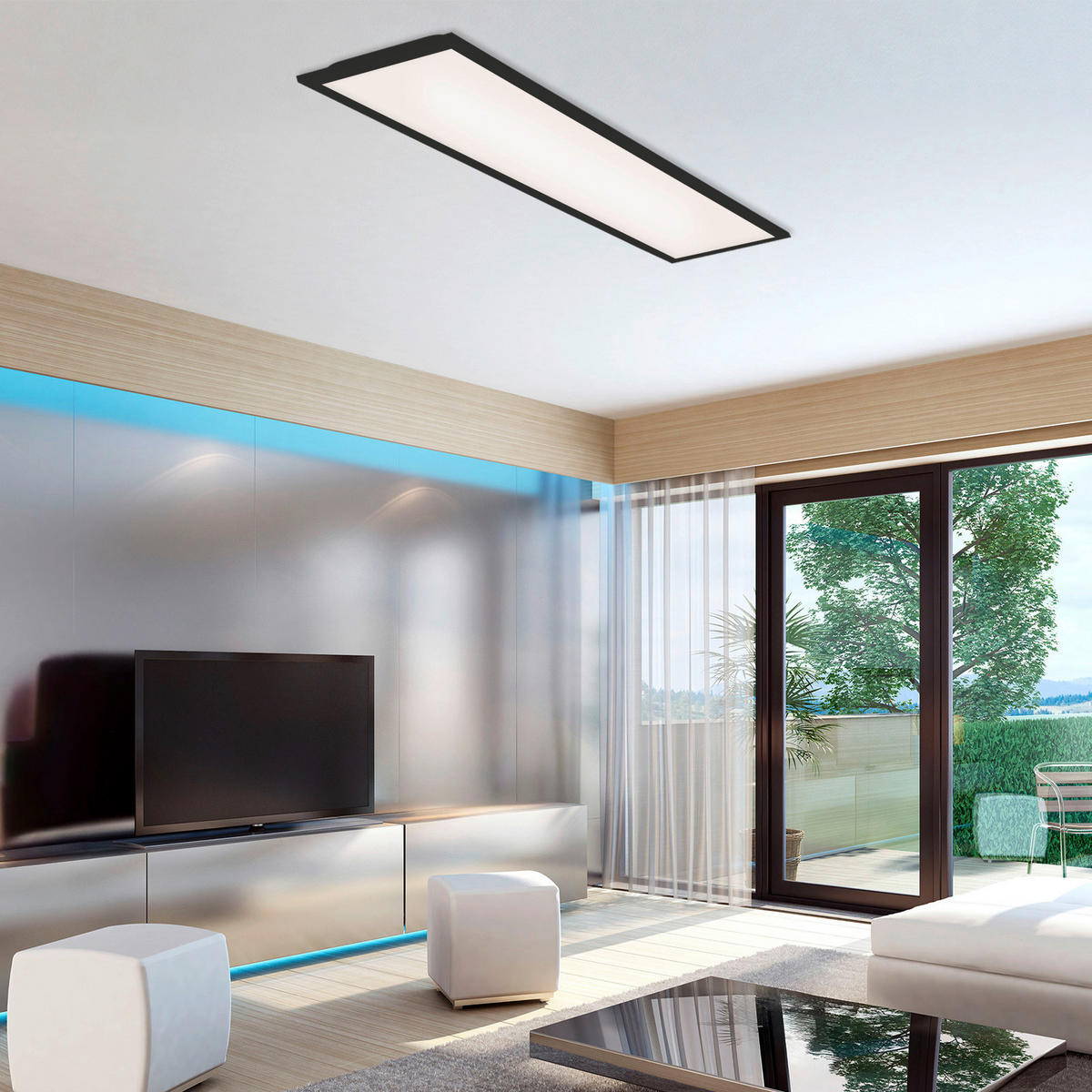 LED-DECKENLEUCHTE 100/25/6 cm   - Schwarz, Design, Kunststoff (100/25/6cm)