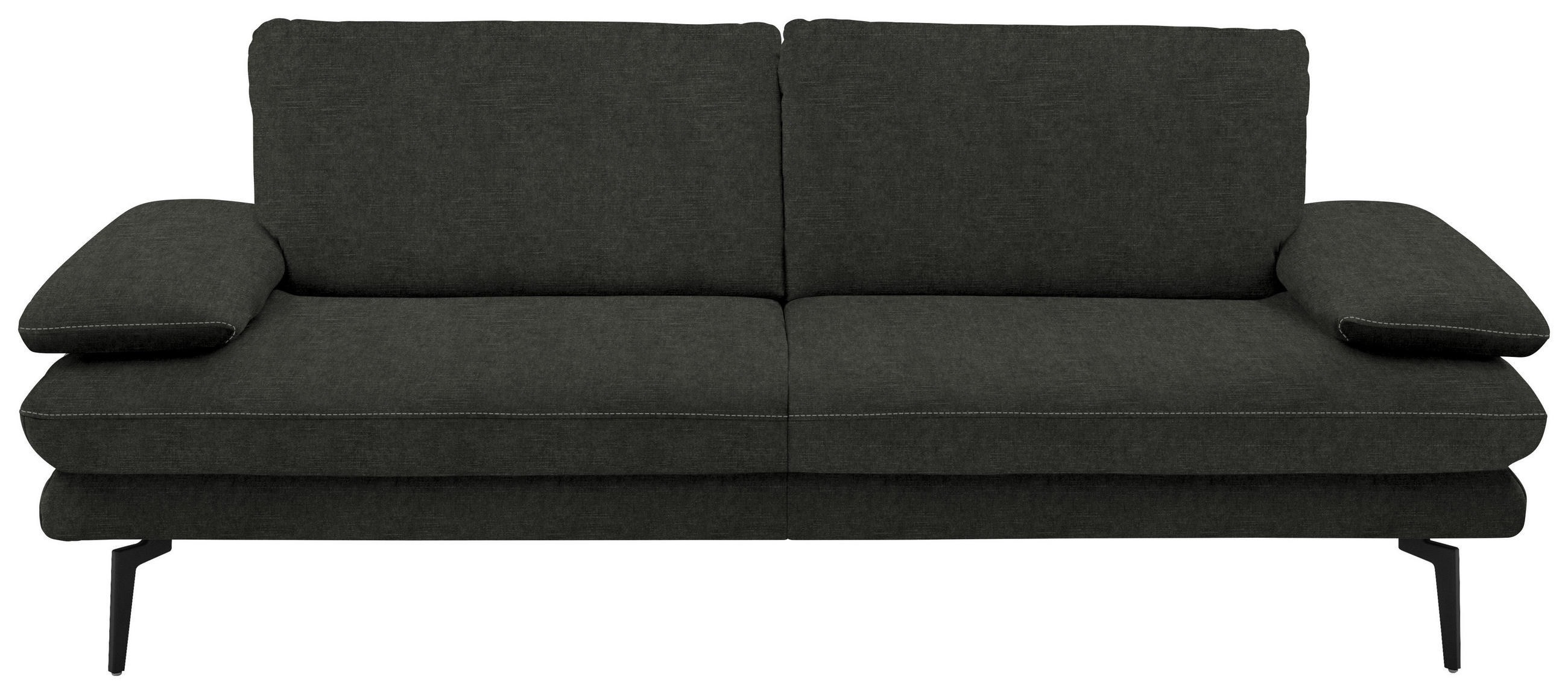 3-SITZER-SOFA Dieter Knoll in Velours Dunkelgrau  - Dunkelgrau/Beige, Design, Textil/Metall (222/89/104cm) - Dieter Knoll