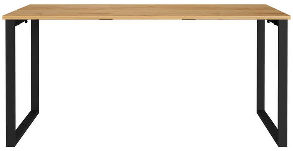 SCHREIBTISCH 160/80/75 cm, Schwarz, Eichefarben, Hellbraun, in verschiedenen Holz-Dekoren erhältlich, justierbare Füße  - Hellbraun/Eichefarben, MODERN, Holzwerkstoff/Metall (160/80/75cm) - Novel