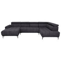 WOHNLANDSCHAFT in Velours Dunkelbraun  - Dunkelbraun/Schwarz, Design, Textil/Metall (172/340/191cm) - Stylife