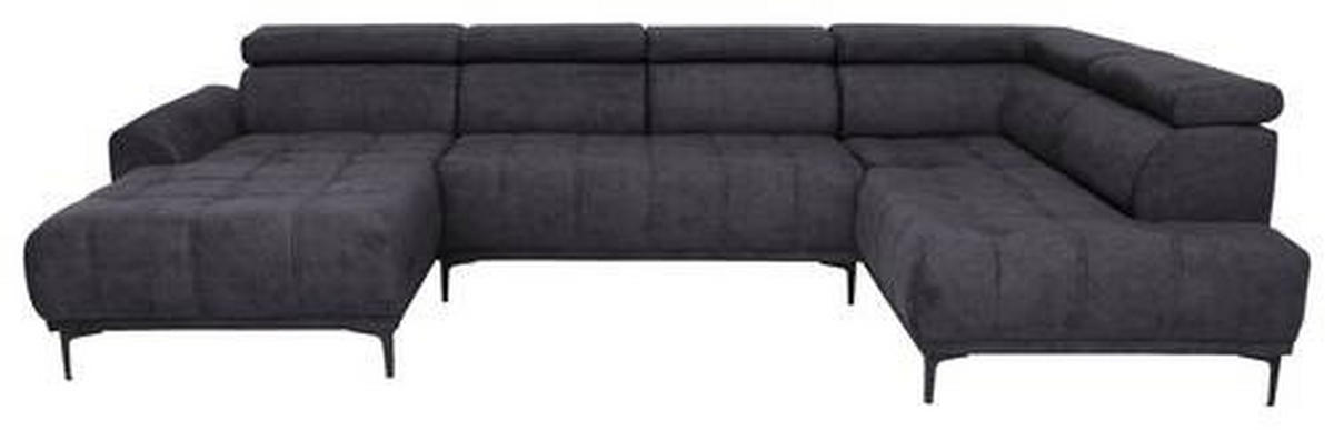 WOHNLANDSCHAFT in Velours Dunkelbraun  - Dunkelbraun/Schwarz, Design, Textil/Metall (172/340/191cm) - Stylife