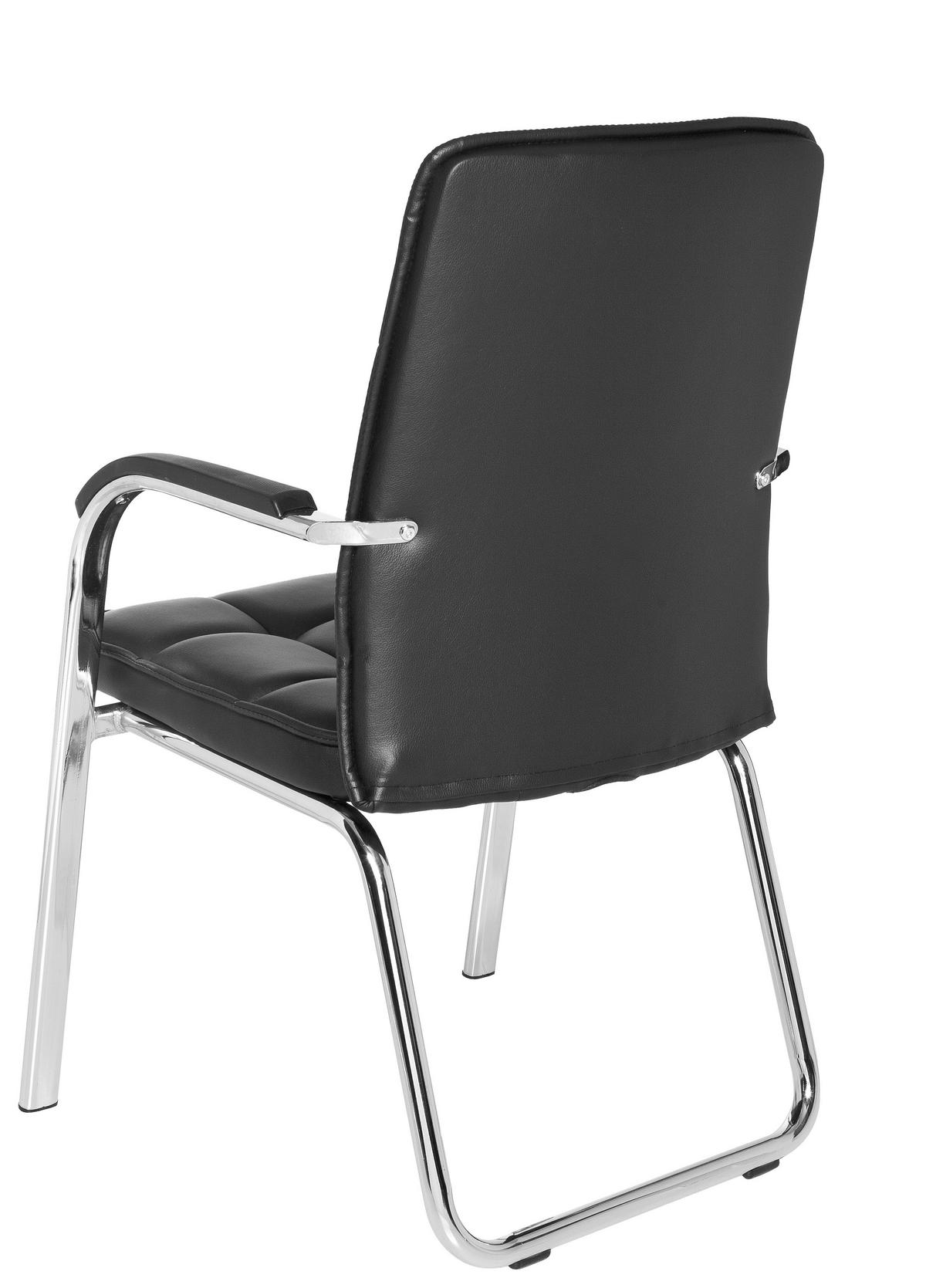 BESUCHERSTUHL  in Lederlook Schwarz  - Chromfarben/Schwarz, MODERN, Kunststoff/Textil (54/93/44cm) - MID.YOU