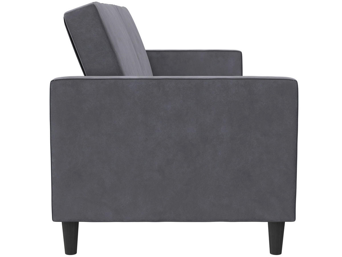 SCHLAFSOFA PALERMO in Velours Dunkelgrau Vintage, Skandinavisch, Modern, Landhaus  - Dunkelgrau/Schwarz, Basics, Kunststoff/Textil (207/86/86cm) - Livetastic