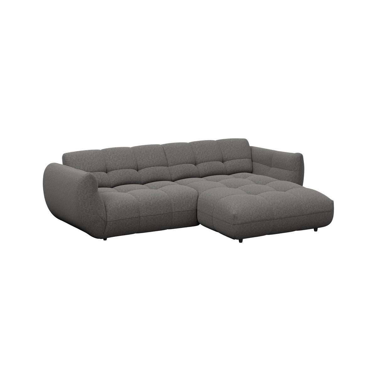 ECKSOFA Chenille Graubraun  - Graubraun/Schwarz, Trend, Kunststoff/Textil (280/178cm) - MID.YOU