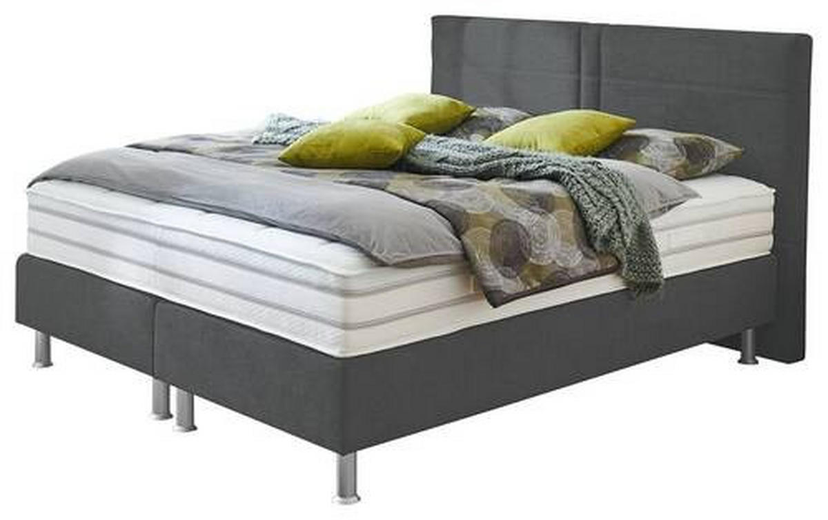 BOXSPRINGBETT 180/200 cm  in Anthrazit  - Anthrazit/Alufarben, Design, Kunststoff/Textil (180/200cm) - Beldomo - Sleep
