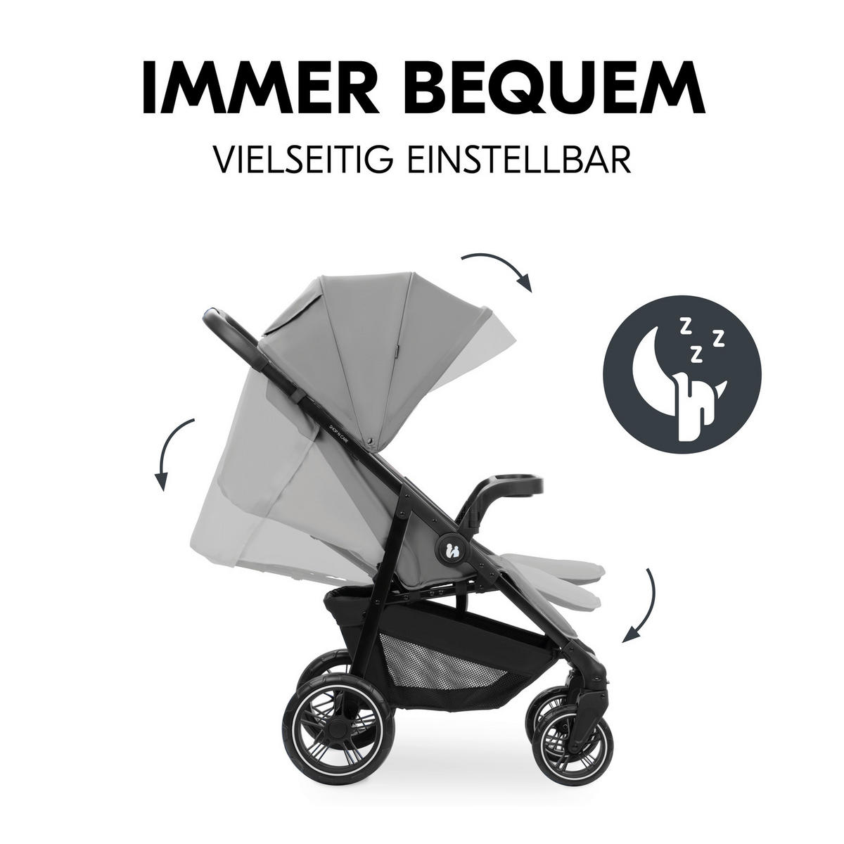 KINDERWAGENSET  Shop N Care Travel Set  Grey  - Schwarz/Grau, Basics, Textil/Metall (52/110/91cm) - Hauck