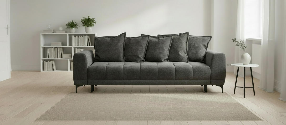 SCHLAFSOFA WERONIKA  mit Bettkasten erhältlich, Bettfunktion erhältlich Struktur Anthrazit  - Anthrazit/Schwarz, Design, Holz/Textil (247/94/90cm) - MID.YOU