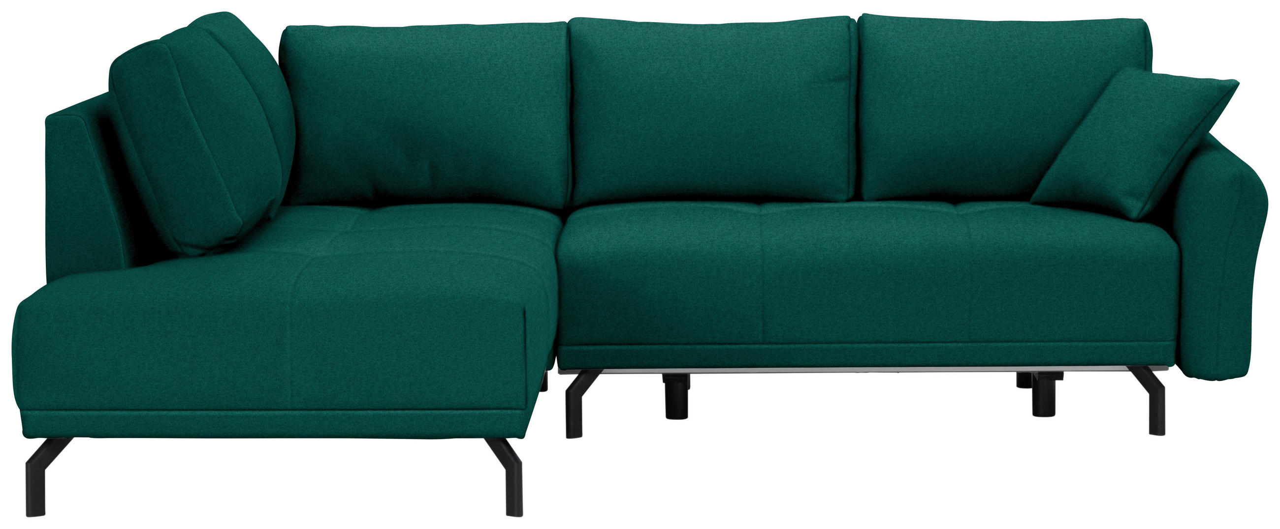 ECKSOFA Grün Samt  - Schwarz/Grün, LIFESTYLE, Textil/Metall (191/250cm) - Carryhome