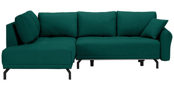 ECKSOFA  in Samt Grün  191/250 cm  - Schwarz/Grün, LIFESTYLE, Textil/Metall (191/250cm) - Carryhome