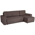 ECKSCHLAFSOFA  mit Cord Mokka  - Schwarz/Mokka, KONVENTIONELL, Textil (248/146cm) - Xora