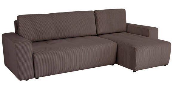ECKSCHLAFSOFA  mit Cord Mokka  - Schwarz/Mokka, KONVENTIONELL, Textil (248/146cm) - Xora