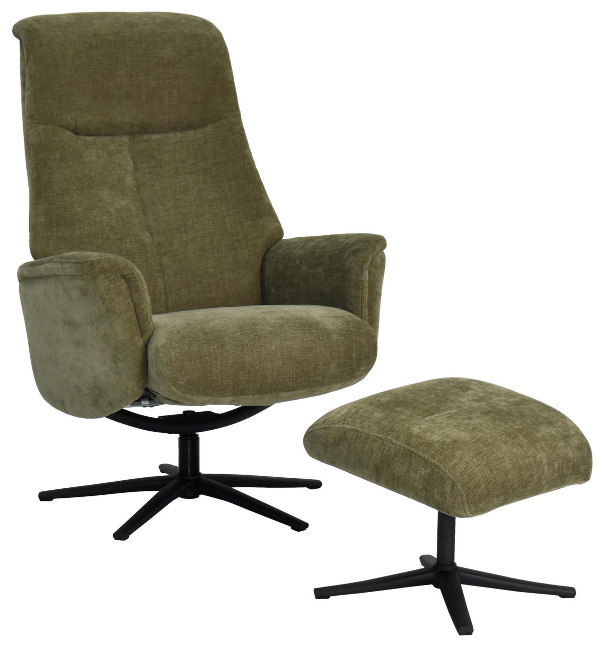RELAXSESSELSET RELAVO Webstoff Hocker    - Schwarz/Grün, Design, Textil/Metall (72/109/86/111/81cm) - Livetastic