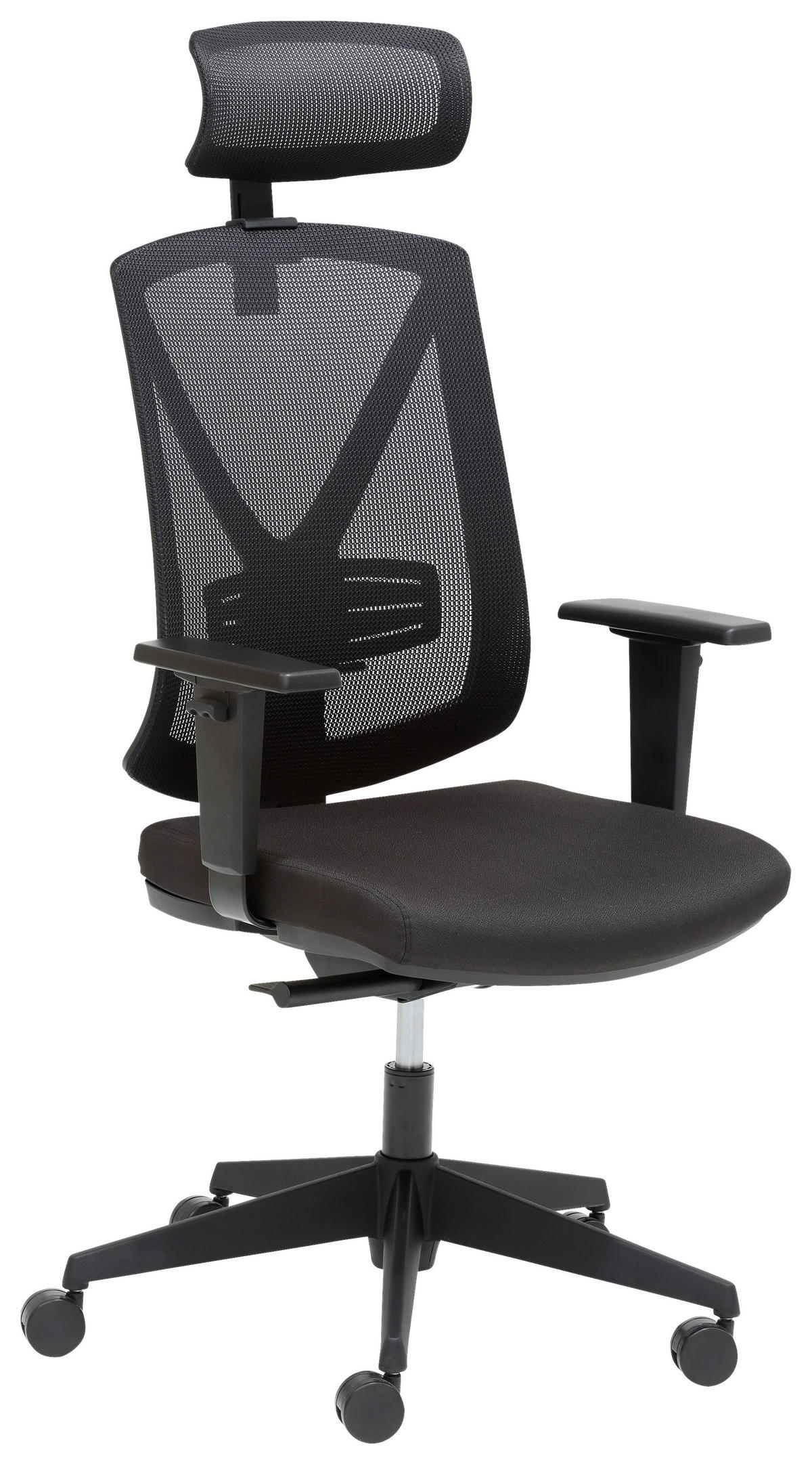 DREHSTUHL Netzbespannung, Flachgewebe Schwarz  - Schwarz, MODERN, Kunststoff/Textil (68/118-135/65cm)