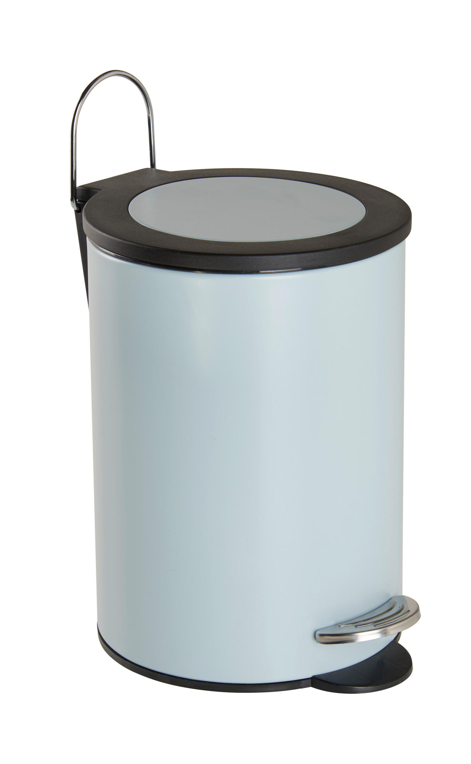 NÁŠĽAPNÝ ODPADKOVÝ KÔŠ, 3 l - svetlomodrá/čierna, Basics, kov/plast (17/24/17cm) - Sadena