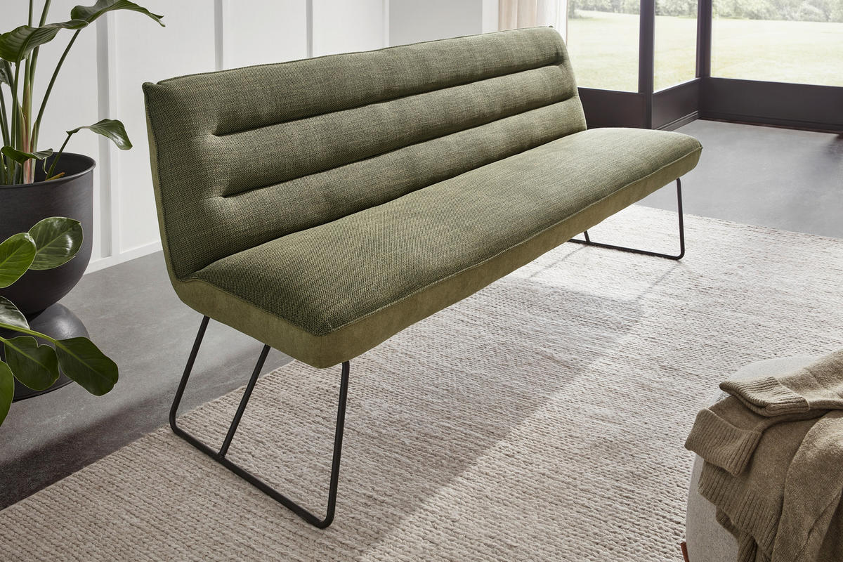 SITZBANK in Metall, Textil Grün, Schwarz  - Schwarz/Grün, Design, Textil/Metall (228/89/68cm) - Dieter Knoll