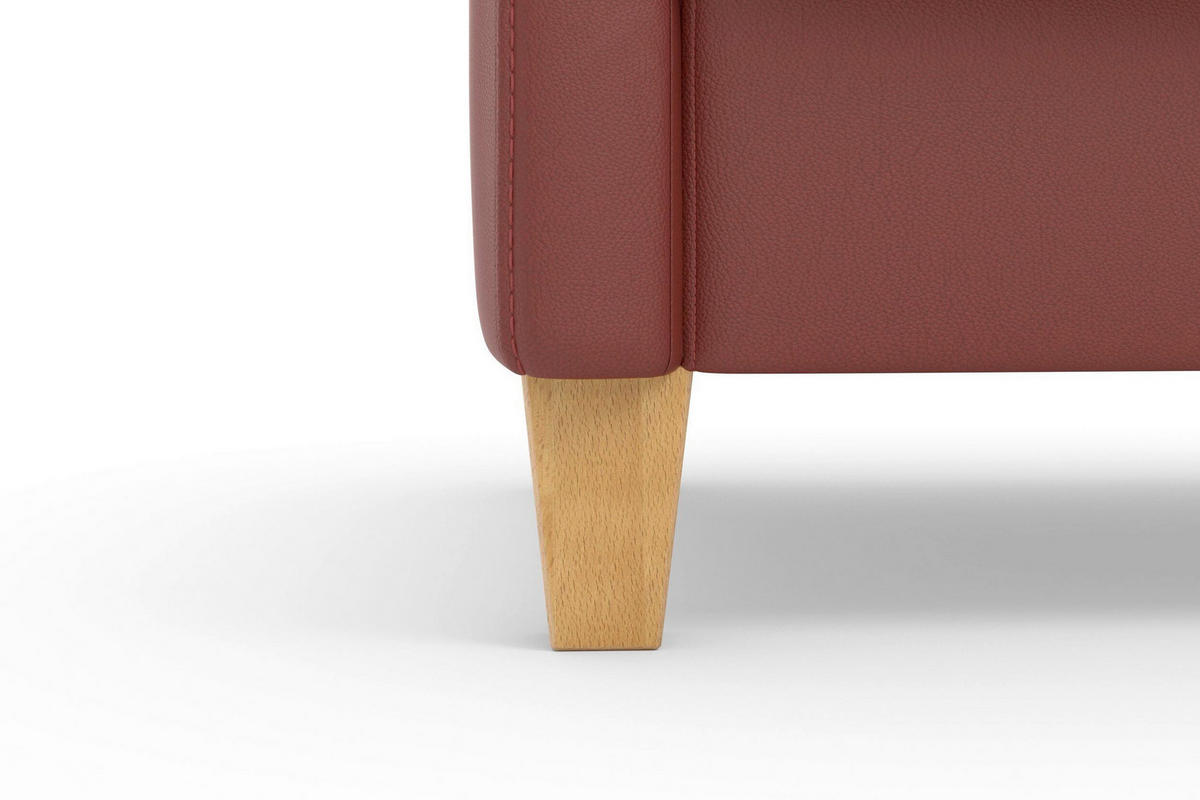 SESSEL in Echtleder Rotbraun  - Rotbraun/Eichefarben, Basics, Leder/Holz (70/93/75cm) - Sit & More