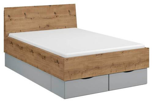 BETT 120/200 cm Grau, Eichefarben  - Eichefarben/Grau, Trend (120/200cm) - Stylife